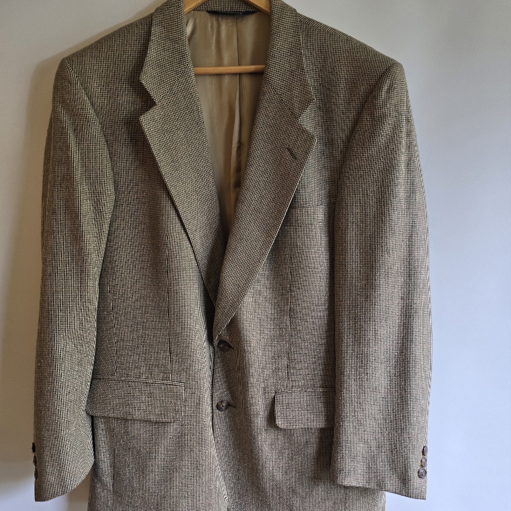 BURBERRY'S MEN'S BLAZER BROWN HOUNDSTOOH VINTAGE CHEST SIZE 44" -